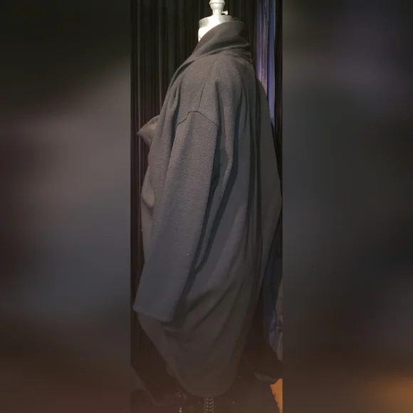 Vtg. Donna Karan 100% pure double sided wool knit shoulder pads cardigan coat L - Picture 5 of 16